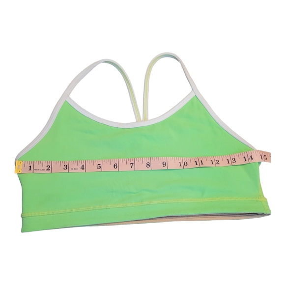 Lululemon Flow Y Bra IV Neon Green White Size 8 Racerback Sports Bra EUC - Picture 14 of 16